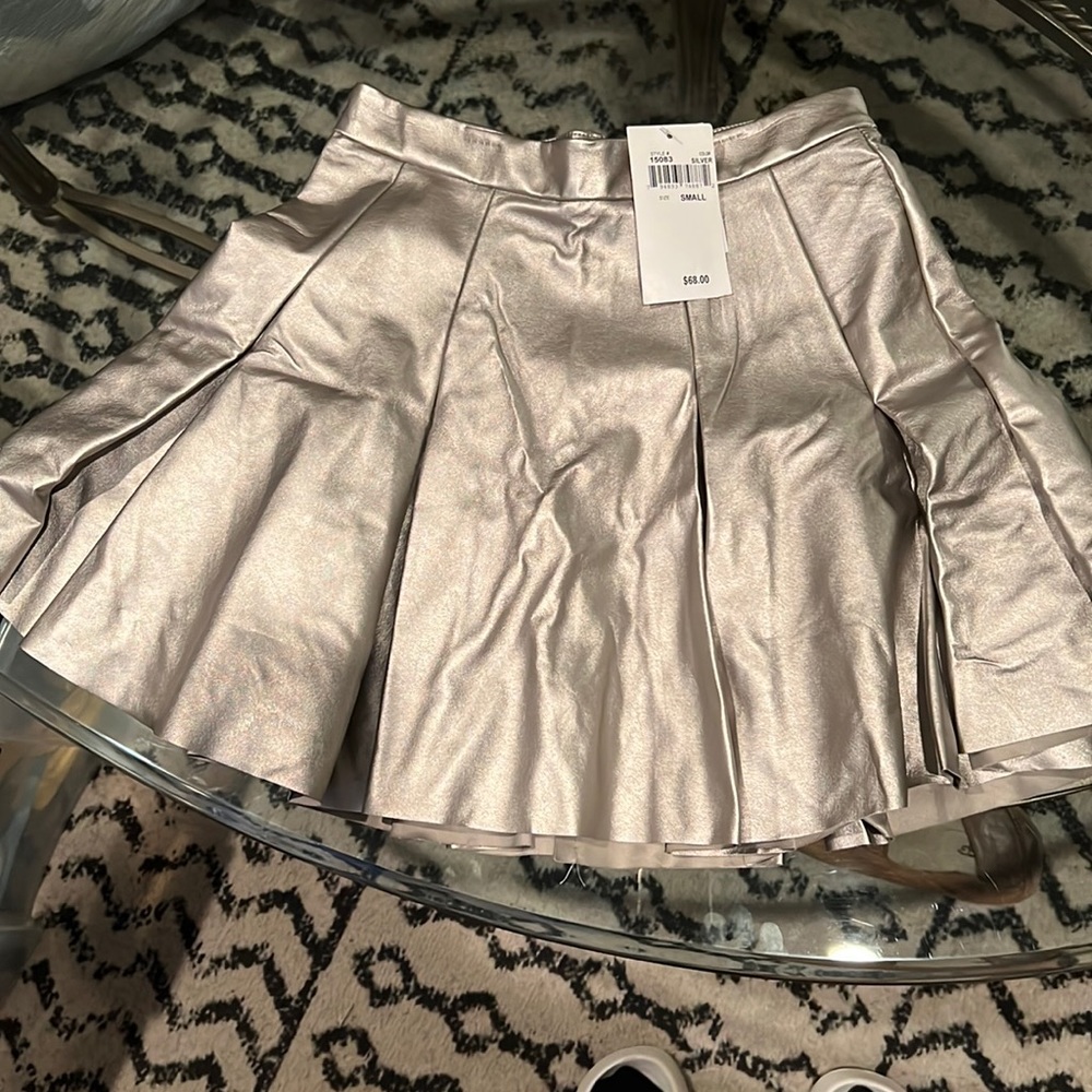 Silver pleated skirt.